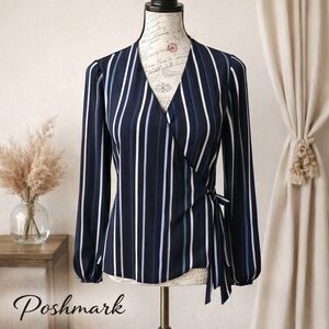 Express Striped Wrap Top - Size Medium